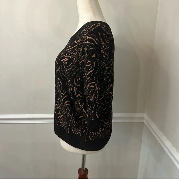 Rachel Comey Cavil jacquard knit top 3/4 sleeves sweater L 10 12 - Picture 4 of 7